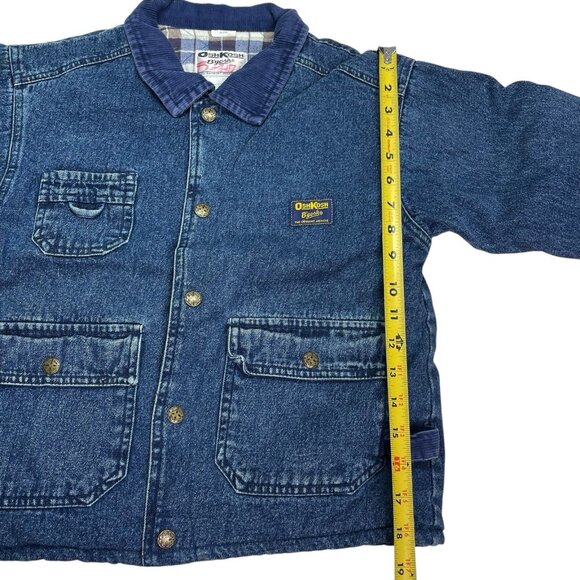 Vintage Oshkosh B'gosh Denim Chore Coat Barn Jacket Flannel Lined Youth L 4T - Picture 9 of 9
